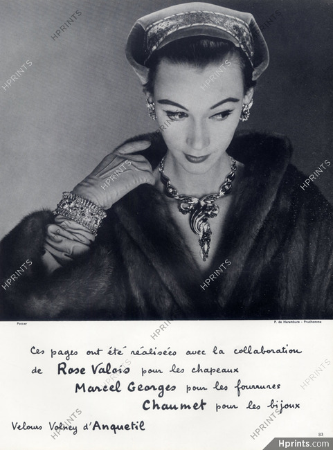 Chaumet 1952 Necklace, Bracelet, Earrings, Rose Valois, Philippe Pottier