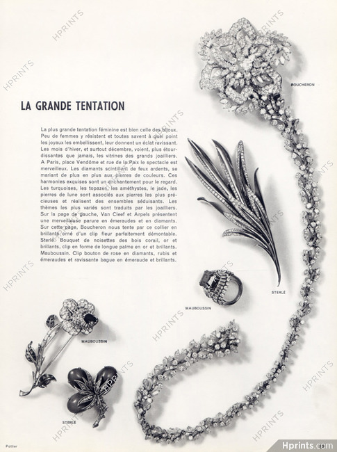 Boucheron, Sterlé, Mauboussin 1960 Necklace, Brooch, Ring