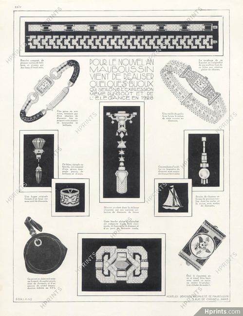Mauboussin 1928 Pendant, Bracelet, Watch, Ring, Brooch... Art Deco