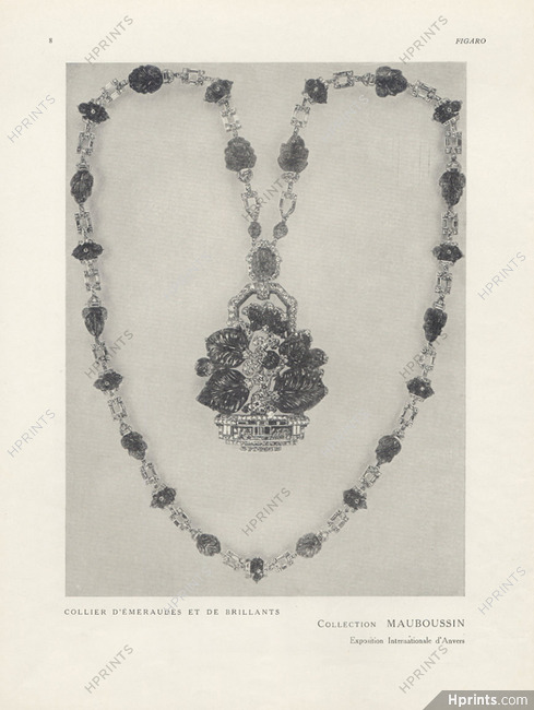 Mauboussin (High Jewelry) 1930 Emerald Necklace, Exposition d'Anvers