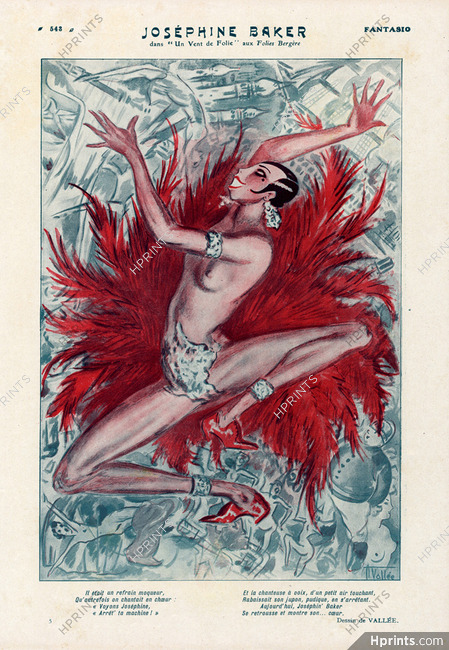 Armand Vallée 1927 Josephine Baker, Folies Bergère, Feathers Costumes, Sexy Chorus Girl