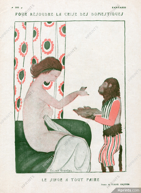 Le Singe à Tout Faire, 1921 - Torné-Esquius The Domestic Monkey, Nude