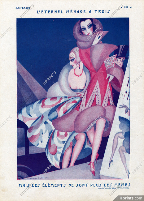 Gerda Wegener 1926 Matrimonial Triangle, Elegant Parisienne, Topless