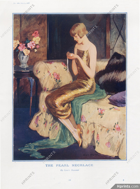 Lewis Baumer 1925 The Pearl Necklace, Elegant