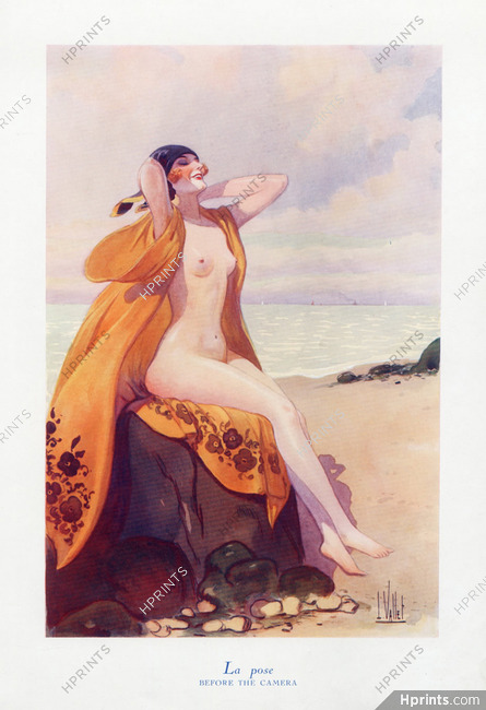 La Pose — Before the Camera, 1925 - Louis Vallet Nude, Beach