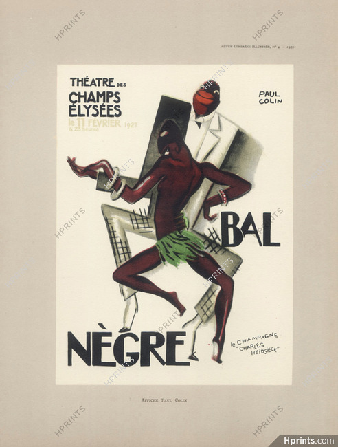 Paul Colin 1930 Affiche Théatre des Champs Elysées, Bal Nègre, Black Dancers
