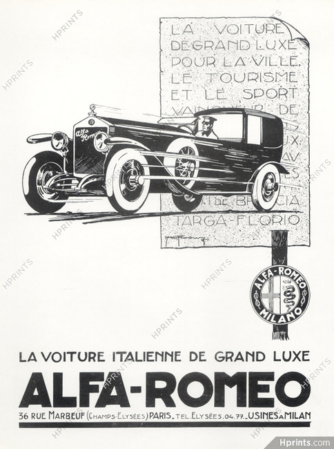 Alfa-Romeo 1924 Italian Car, Grand Luxe