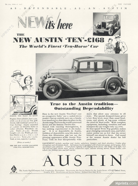 Austin (Cars) 1932 New Austin " Ten"