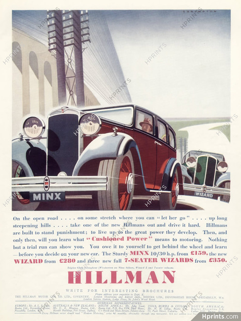 Hillman (Car) 1933 Models Wizard & Minx