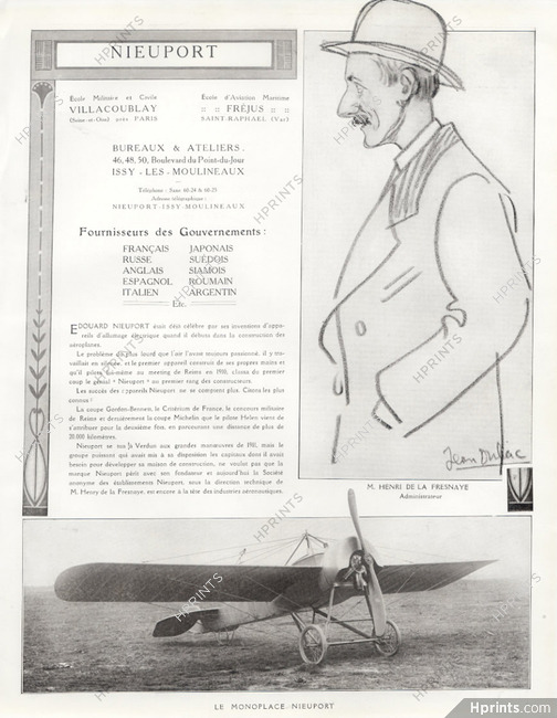 Nieuport 1913 Henri de la Fresnaye, Jean Dulac, Airplane