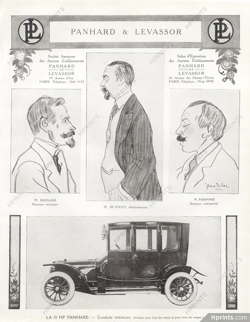 Panhard & Levassor (Cars) 1913 M. Rigolage, M. de Kniff, M. Panhard Portraits, Jean Dulac