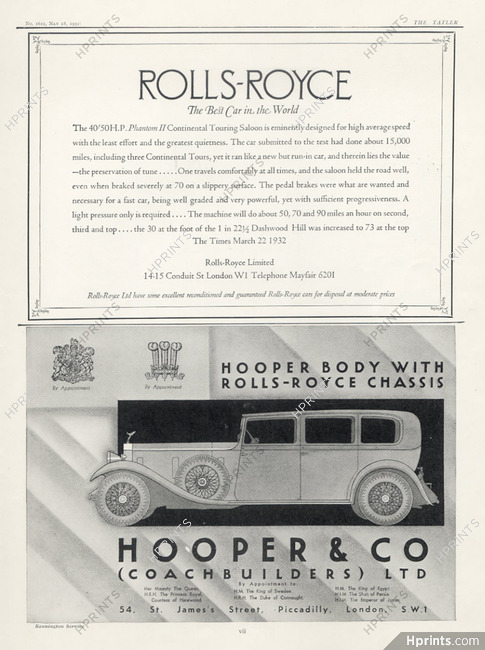 Rolls-Royce (Cars) 1932 Hooper & C° (Coachbuilders)