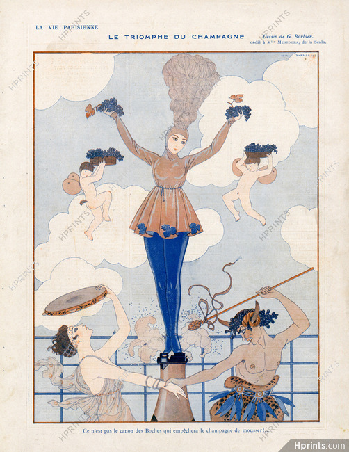 George Barbier 1916 Drawing dedicated to Musidora, Scala, Champagne