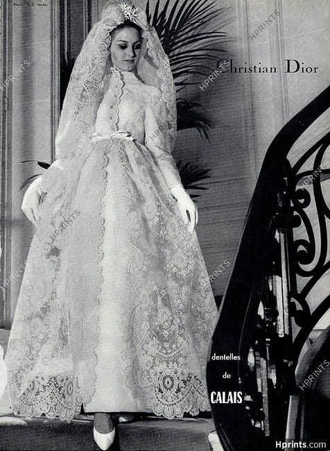 Christian Dior 1964 Wedding Dress, Embroidery Lace — Clipping