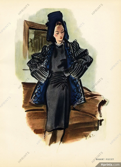 Robert Piguet 1943 Delfau Fashion Illustration