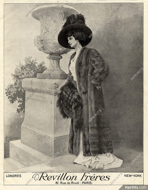 Revillon 1909 Ehrmann Fur Coat Fashion Photography