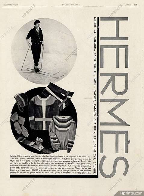 Hermès (Sportswear) 1929 Winter sports, skiing