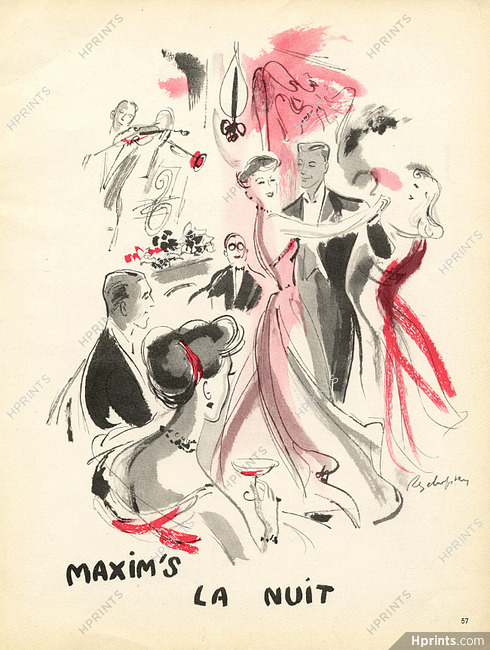 Maxim's Restaurant Cabaret 1949 Jean Reschofsky, Dancer, Elegant Parisienne