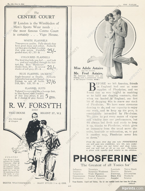 Fred Astaire & Adèle Astaire 1926 Phosferine Advert