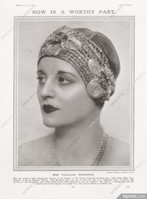 Miss Tallulah Bankhead 1926 Portrait, Photo Dorothy Wilding