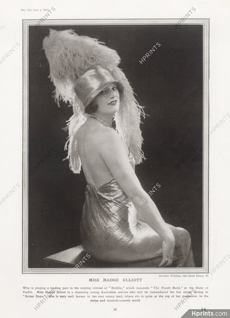 Madge Elliott 1925 Photo Dorothy Wilding, Costume Music Hall
