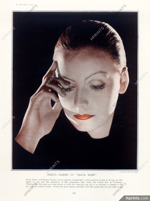 Greta Garbo in "Mata-Hari" 1932 Portrait, Photo Clarence Sinclair-Bull (Clarence Bull)