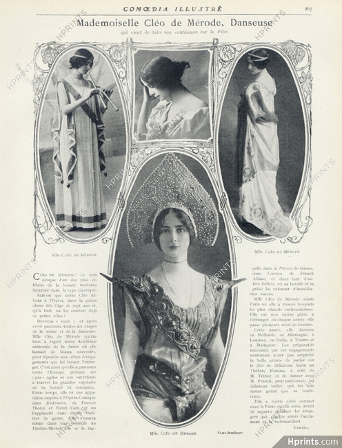 Mademoiselle Cléo de Mérode, Danseuse, 1911 - Photo Reutlinger, Texte par Vanina