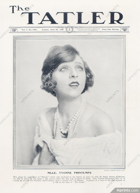 Yvonne Printemps 1926 Portrait, Photo Sasha