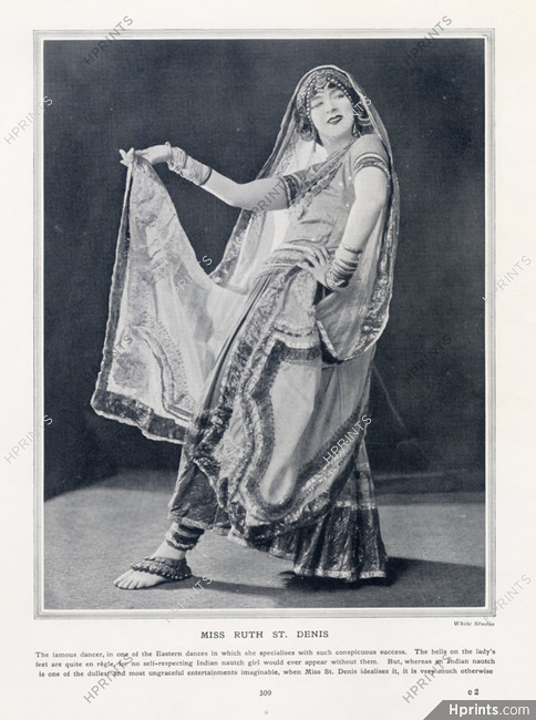 Miss Ruth St Denis (Dancer) 1923 Indian Costume