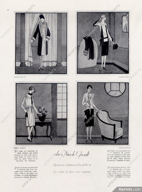 Nicole Groult (Couture) 1926 Dresses of two opposite tones,