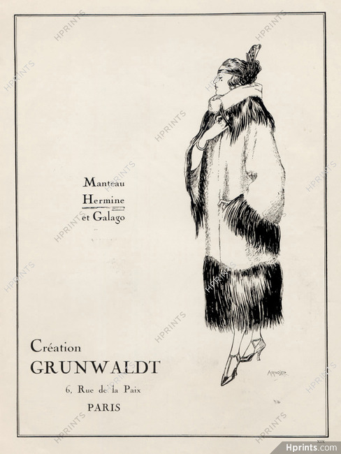 Grunwaldt (Fur Clothing) 1921 Manteau d'hermine