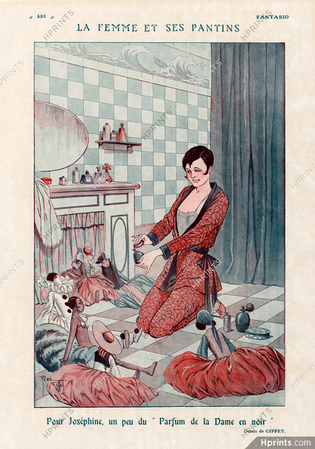 René Giffey 1927 Joséphine Baker, Pierrot, Boudoir Dolls. Lentheric: "Le parfum de la Dame en Noir"