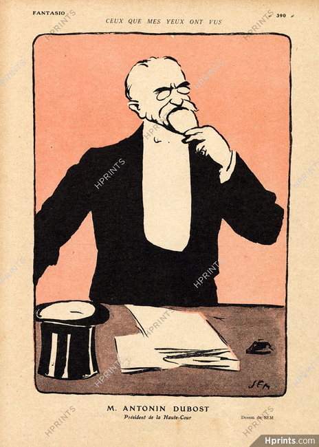 SEM (Georges Goursat) 1918 Antonin Dubost, Caricature