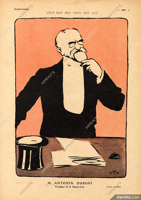 SEM (Georges Goursat) 1918 Antonin Dubost, Caricature
