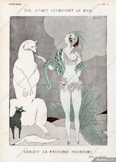 Charles Martin 1921 Eve Nude Snake Bear