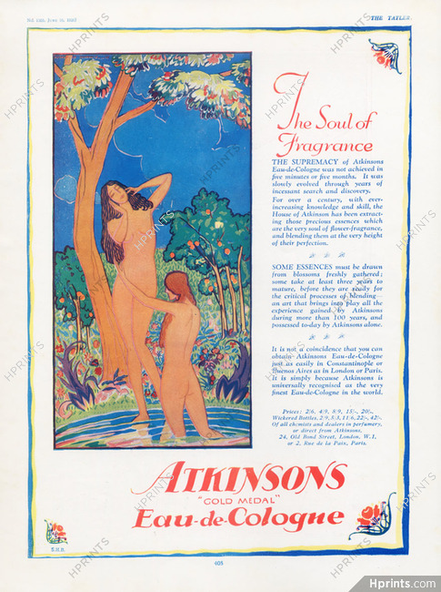 Atkinsons (Perfumes) 1926 "Eau de Cologne" Nudes... Ocarncis