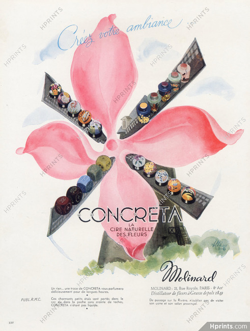 Molinard (Perfumes) 1946 Concrèta, Windmill, Alprou (version A)