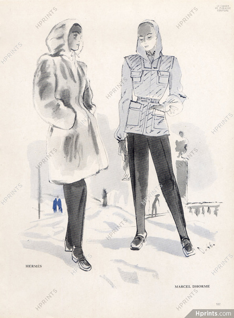 Hermès (Couture) 1946 André Delfau, Fur Coat