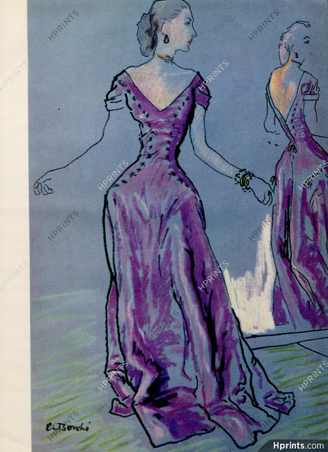 Bergdorf Goodman 1945 René Bouché, Evening Gown