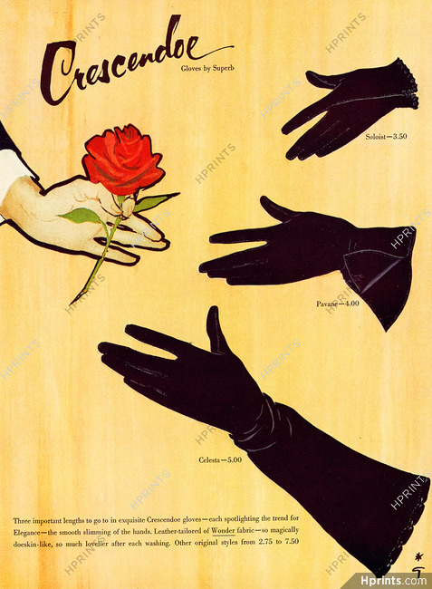 Crescendoe (Gloves) 1951 Rose, René Gruau