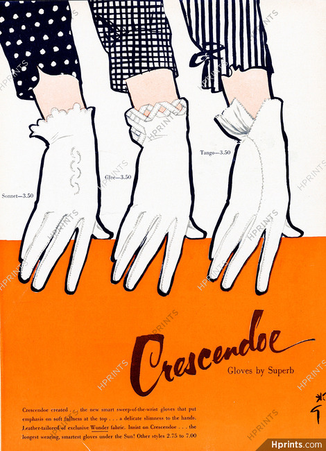René Gruau 1952 Crescendoe (Gloves)