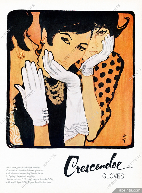 René Gruau 1960 Crescendoe (Gloves)