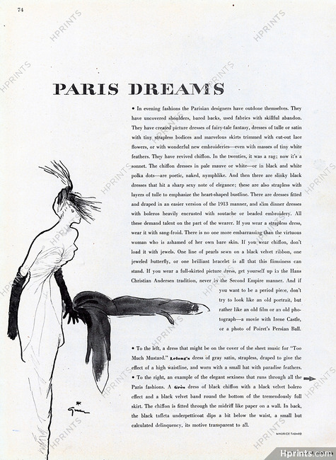 Paris Dreams, 1946 - Lucien Lelong Strapless Dress, René Gruau