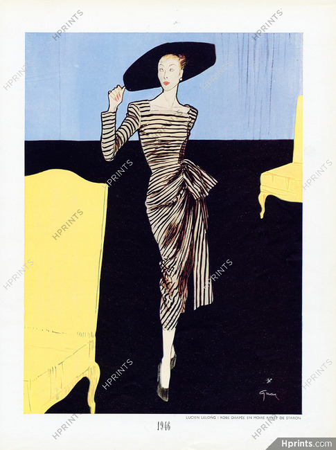 René Gruau 1946 Lucien Lelong, Evening Gown