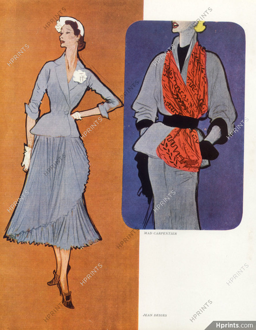 René Gruau 1949 Jean Dessès & Mad Carpentier, Fashion Illustration