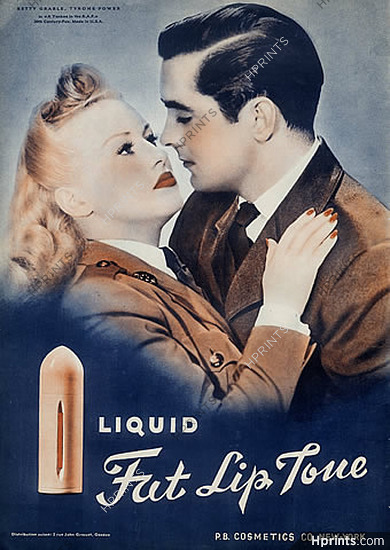 Ets P.B (Cosmetics) Betty Grable & Tyrone Power 1940 Lipstick