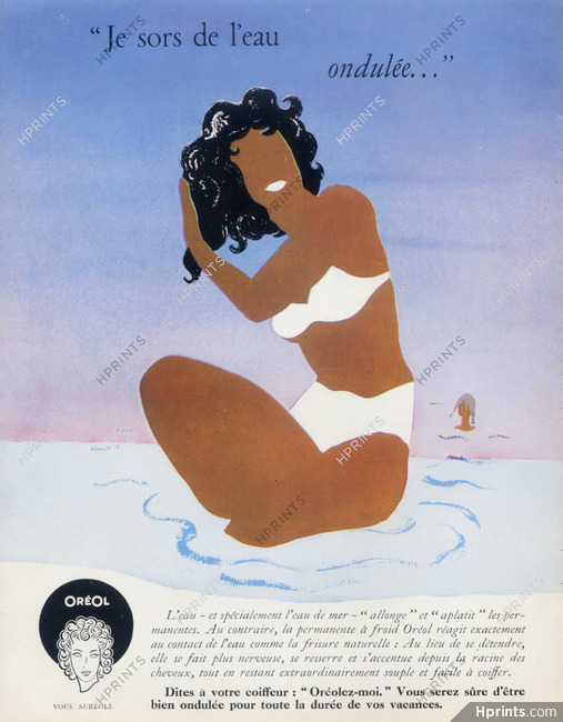L'Oréal (Cosmetics) 1949 Oréol Hairstyle, Swimmer Bathing Beauty
