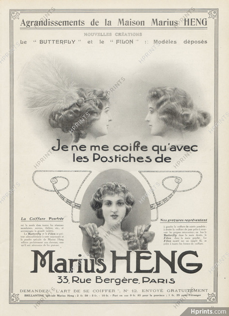 Marius Heng (Hairstyle) 1912 Hairpieces The Butterfly and the Filon Models