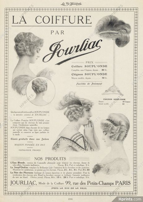 Jourliac (Hairstyle) 1913 Hairpiece Wig