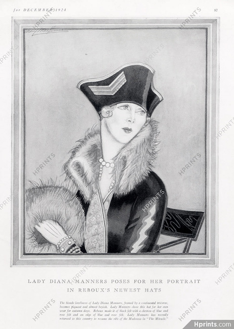 Caroline Reboux 1924 Lady Diana Manners Portrait
